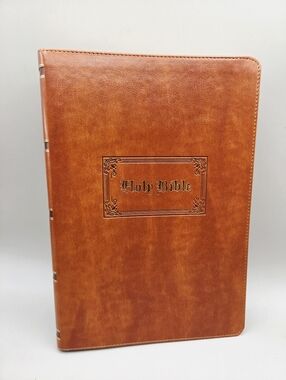 King James Version Brown Leather Holy Bible in Giant Print